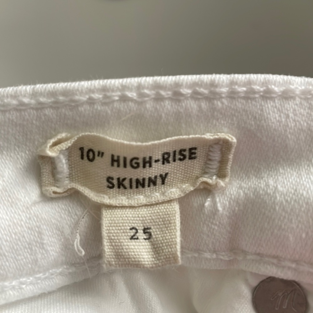 Madewell Womens White Mid Rise Stretch Button Fly Skinny Denim Jeans Size 26